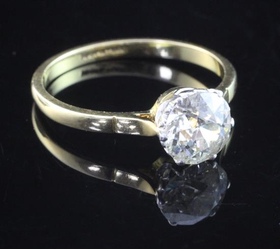 A 18ct and platinum solitaire diamond ring, size Q.